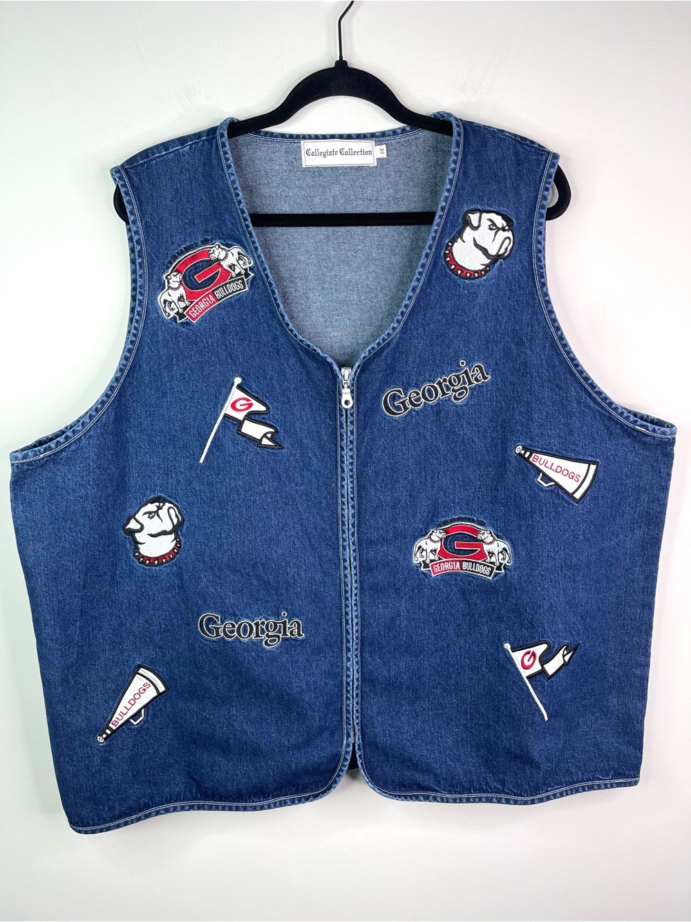 Collegiate Collection Georgia Bulldogs Embroidered Denim Vest - Blue Size 2X